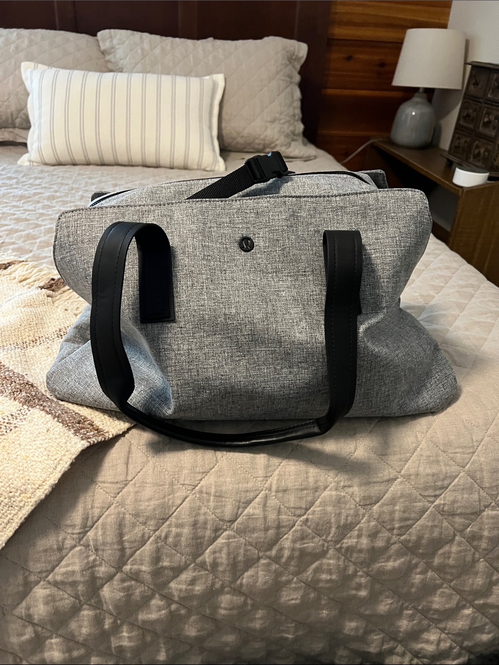 lululemon athletica Gray Travel Weekender with Black Handles